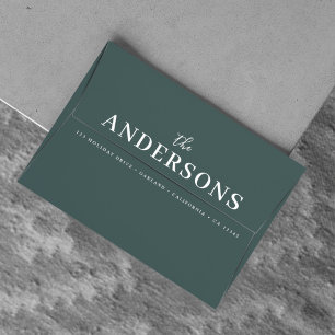 Modern Minimal Elegant   Dark Forest Green Name Envelope
