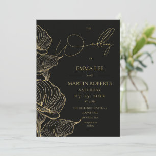 Modern Minimal Elegant Flower Wedding  Invitation