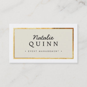 MODERN MINIMAL elegant gold border black ivory Business Card