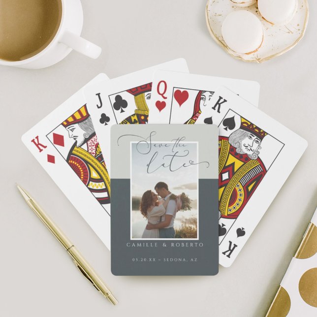 Modern, Minimal & Elegant Grey Two Tone Photo Playing Cards (Creator Uploaded)