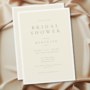 Modern Minimal Elegant Ivory Cream Bridal Shower Invitation