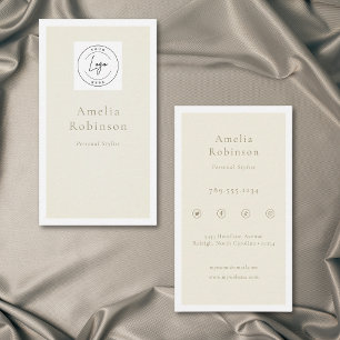 Modern Minimal Elegant Ivory Professional Logo Business Card