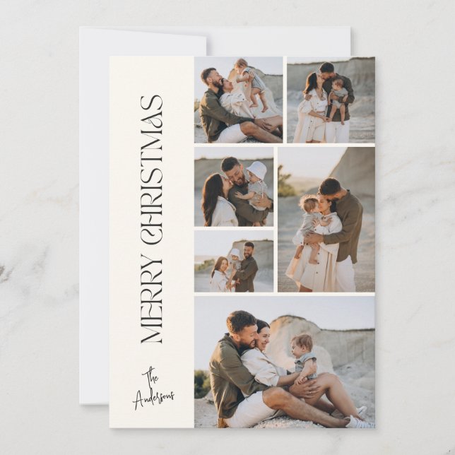 Modern minimal elegant photo collage Christmas Holiday Card (Front)