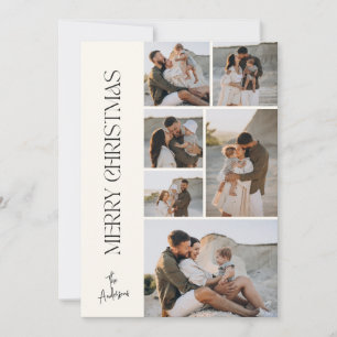 Modern minimal elegant photo collage Christmas Holiday Card