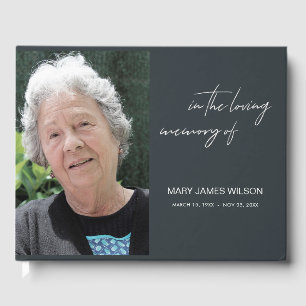 MODERN MINIMAL ELEGANT PHOTO SYMPATHY MEMORIAL GUEST BOOK