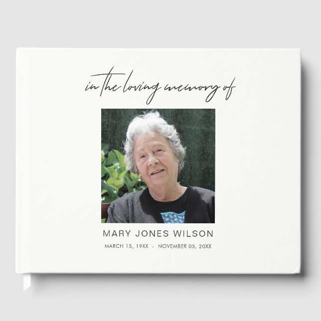 MODERN MINIMAL ELEGANT PHOTO SYMPATHY MEMORIAL GUEST BOOK (Front)