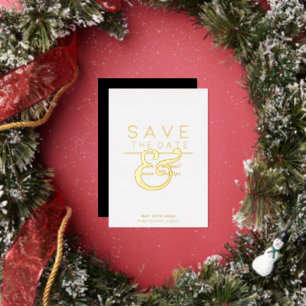 modern minimal elegant save the date  foil holiday card