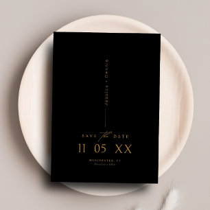 Modern Minimal Elegant Script Black Save the Date Invitation