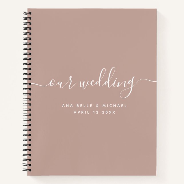 Modern Minimal Elegant Script Blush Wedding Guest Notebook (Front)