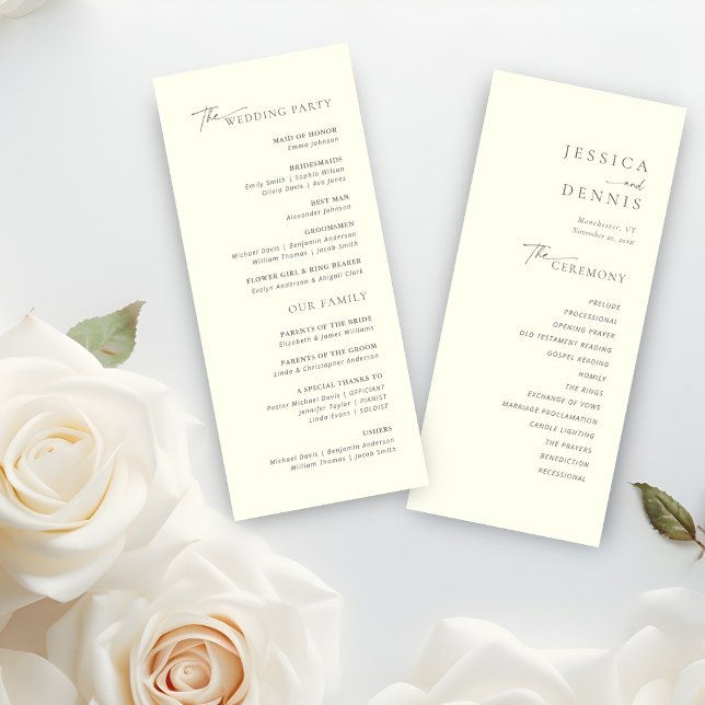Modern Minimal Elegant Script Chic Wedding Program (Creator Uploaded)