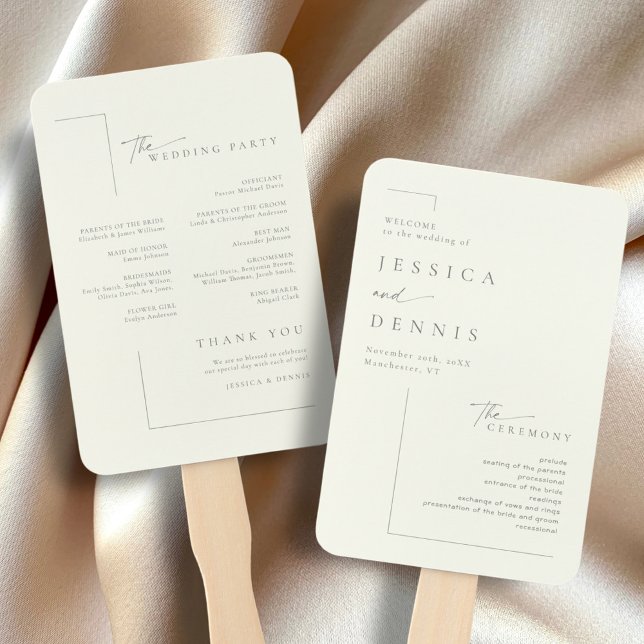 Modern Minimal Elegant Script Chic Wedding Program Hand Fan (Creator Uploaded)