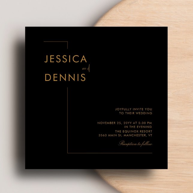 Modern Minimal Elegant Script Copper Square Weddin Invitation (Creator Uploaded)