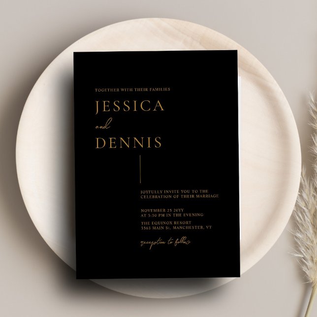 Modern Minimal Elegant Script Copper Wedding Invitation (Creator Uploaded)