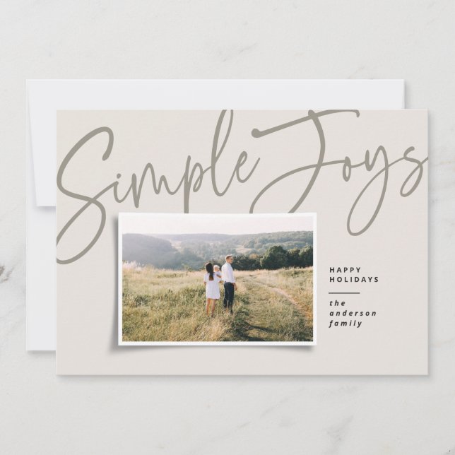 Modern, minimal elegant script holiday photo (Front)