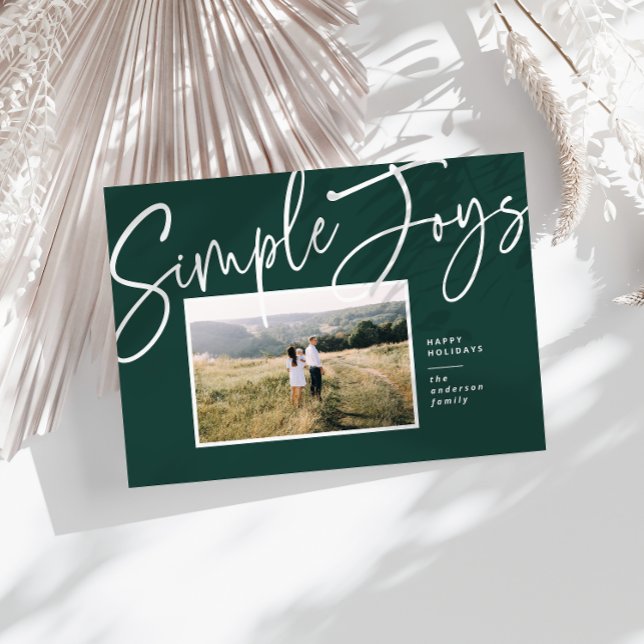 Modern, minimal elegant script holiday photo card (Creator Uploaded)