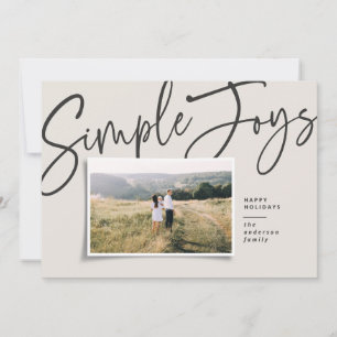 Modern, minimal elegant script holiday photo card