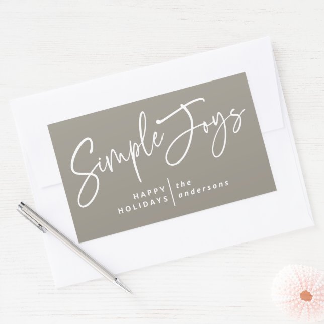 Modern, minimal elegant script holiday photo sticker (Envelope)
