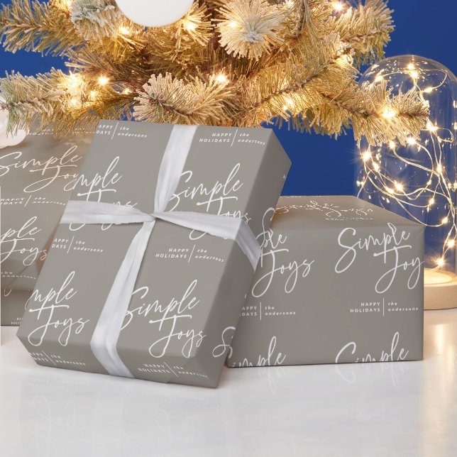 Modern, minimal elegant script holiday photo wrapping paper (Holidays)