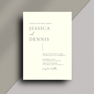 Modern Minimal Elegant Script Ivory Wedding Invitation