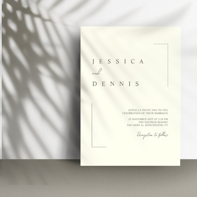 Modern Minimal Elegant Script Ivory Wedding Invitation (Creator Uploaded)