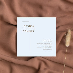 Modern Minimal Elegant Script Light Blue Square Invitation