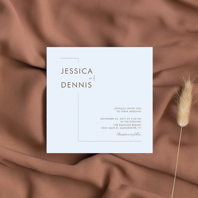 Modern Minimal Elegant Script Light Blue Square Invitation (Creator Uploaded)