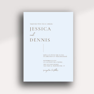 Modern Minimal Elegant Script Light Blue Wedding Invitation