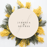 Modern Minimal Elegant Script Monogram Wedding Classic Round Sticker<br><div class="desc">Modern Minimal Elegant Script Monogram Wedding Classic Round Sticker Add a touch of elegance to your wedding with these modern, minimalist, and elegant script monogram classic round stickers. Crafted in classic Merino and black colours, these stickers are perfect for sealing invitations, favour bags, or adding a personalized touch to any...</div>