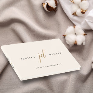 Modern Minimal Elegant Script Monogram Wedding Guest Book