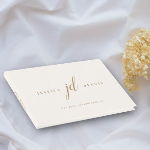 Modern Minimal Elegant Script Monogram Wedding Guest Book