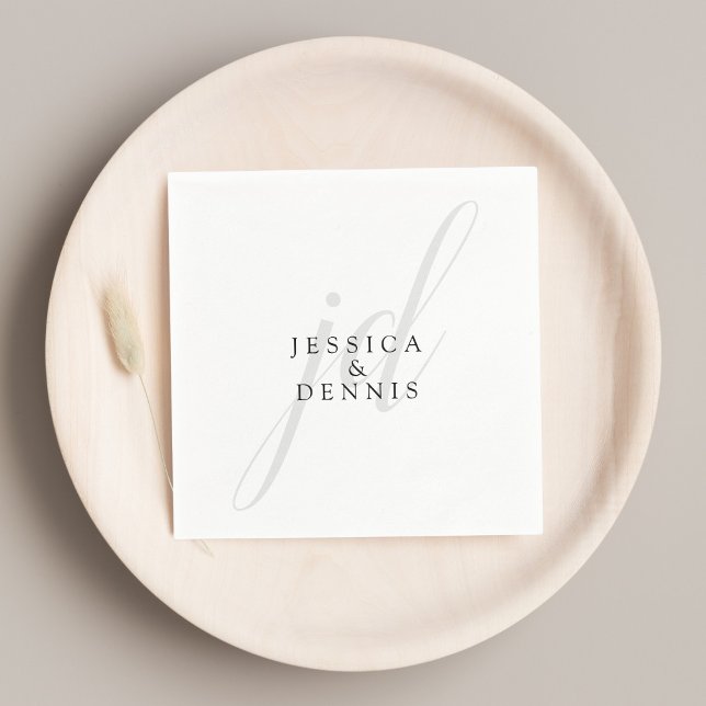 Modern Minimal Elegant Script Monogram Wedding Napkin (Creator Uploaded)