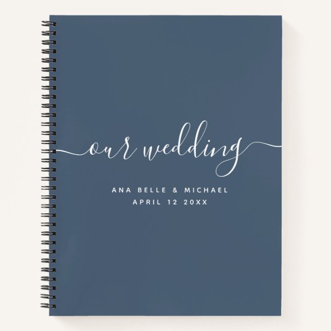 Modern Minimal Elegant Script Sage Wedding Guest N Notebook (Front)