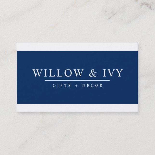 MODERN MINIMAL elegant strip simple dark navy blue Business Card (Front)
