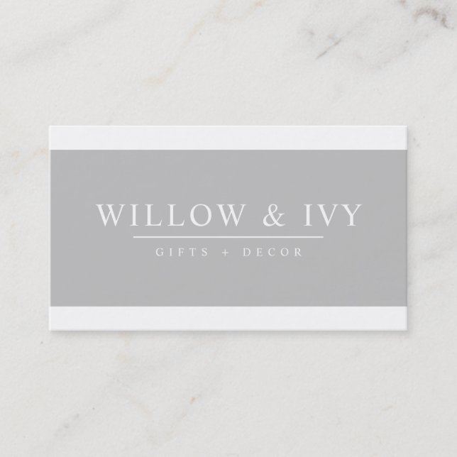 MODERN MINIMAL elegant strip simple pale grey Business Card (Front)