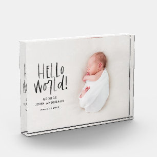 Modern minimal elegant typography photo new baby block