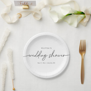 Modern Minimal Elegant Wedding Shower Paper Plate