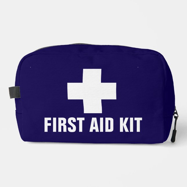 Modern Minimal Emergency First Aid Identification Dopp Kit (Front)