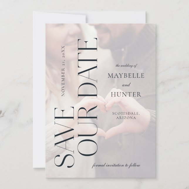 Modern Minimal Engagement Photo Save Our Date Save The Date (Front)