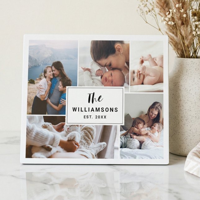 Modern Minimal Family Photo Collage Keepsake Plaque (Modern Minimal Family Photo Collage Keepsake Plaque)