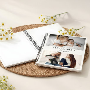 Modern Minimal Family Two Photo Personalized Text Notebook