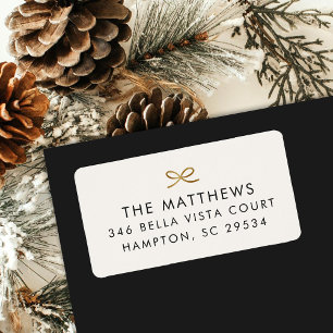 Modern Minimal Faux Foil Bow Return Address Label