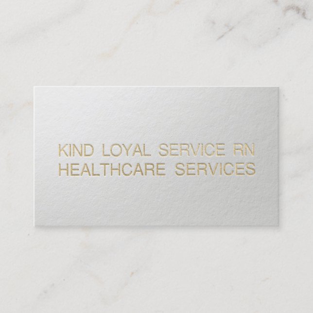 Modern Minimal Faux Gold Foil Custom Embossed Text Business Card (Front)