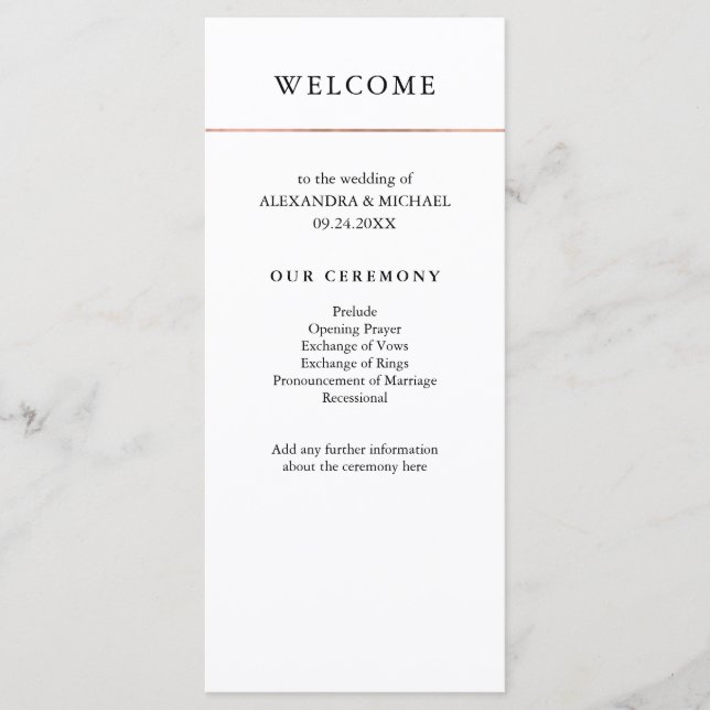 Modern Minimal | Faux Rose Gold Border Program (Front)