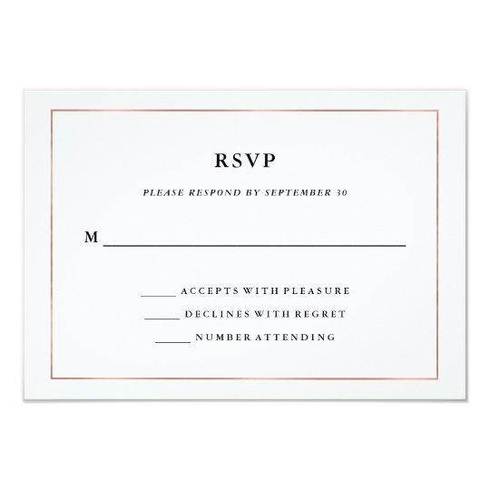 Modern Minimal | Faux Rose Gold Border RSVP Card
