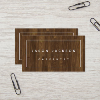 Modern Minimal Faux Wood Construction Business Card