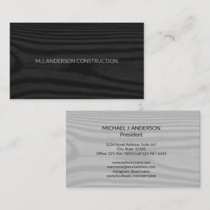 Modern Minimal Faux Wood Elegant Black and White Business Card