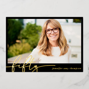 Modern Minimal Fifty 50th Photo Birthday Party