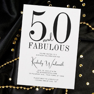 Modern Minimal Fifty and Fabulous 50th Birthday Invitation