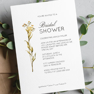 Modern Minimal Floral Detail Wedding Bridal Shower Invitation