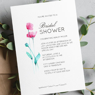 Modern Minimal Floral Detail Wedding Bridal Shower Invitation